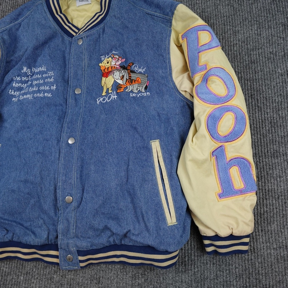 Vintage Disney Winnie The Pooh Varsity Jacket Mens XL Blue 100 Acre Hunny - Picture 2 of 12